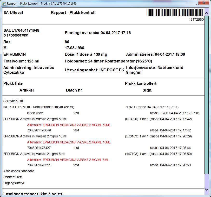 7 / 8 10. Alternative preparater vises i arbeidsbeskrivelse under produksjon.