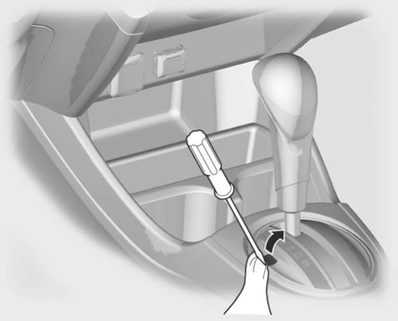 Automatgir Header1 (CVT) Utløser for låst girspak Denne gjør at du kan flytte girspaken ut av Park hvis den vanlige metoden med å trykke på bremsepedalen og utløserknappen ikke fungerer. 1.