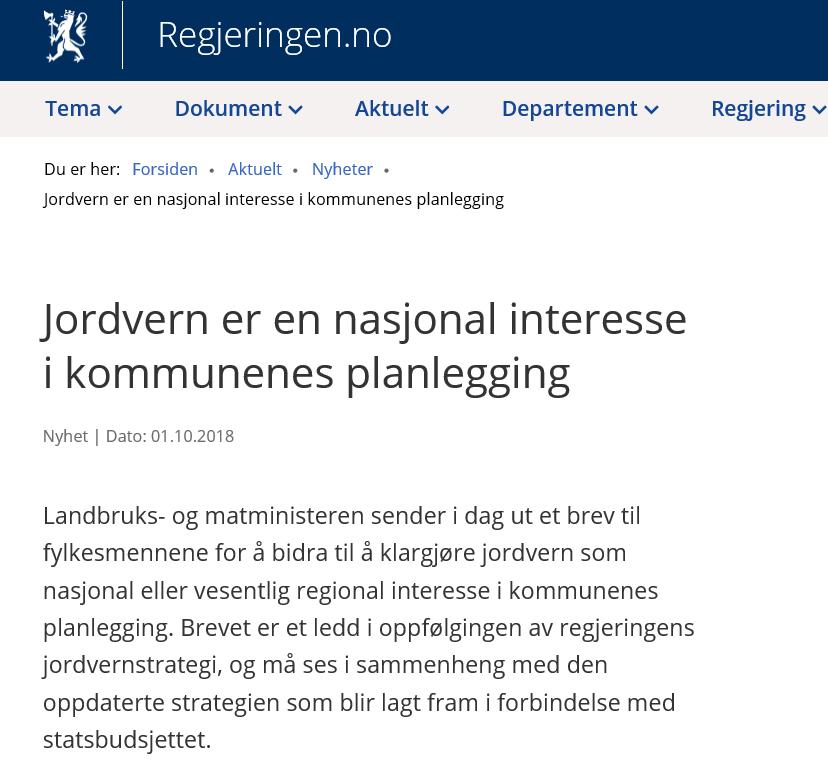 Oppdatert jordvernstrategi brev av 1.