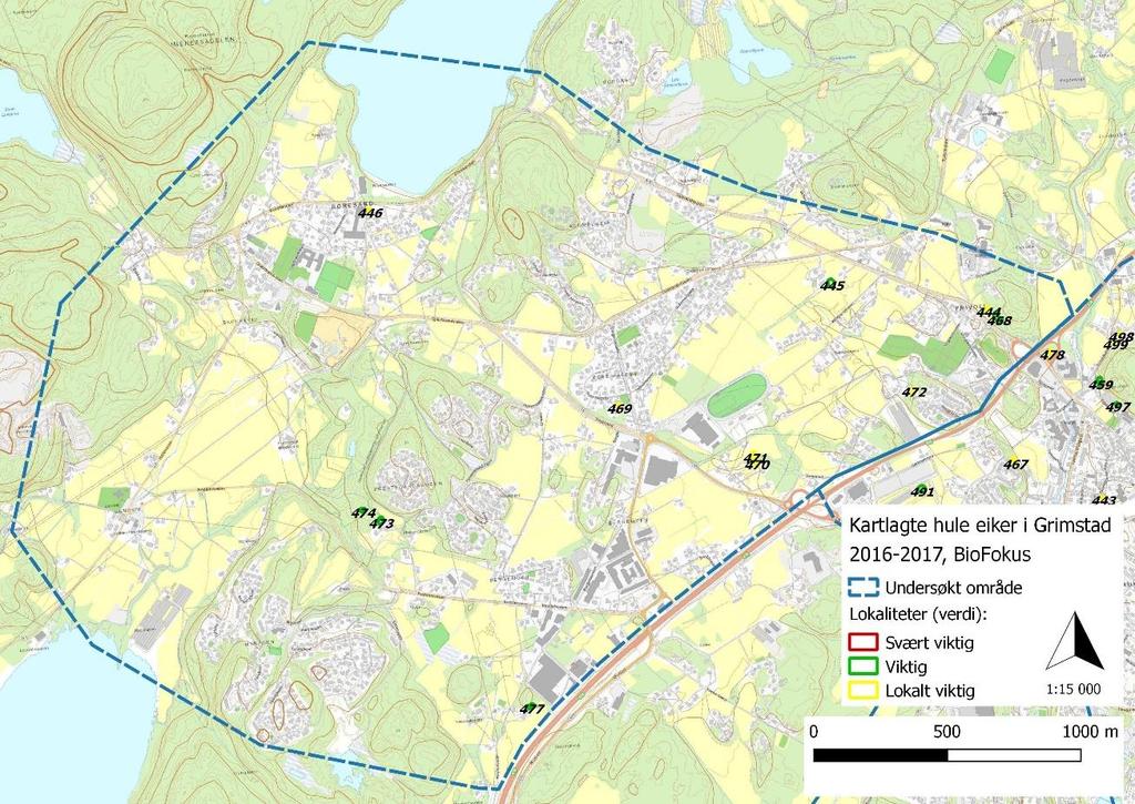 Figur 5: Oversikt over kartlagte lokaliteter med tilhørende