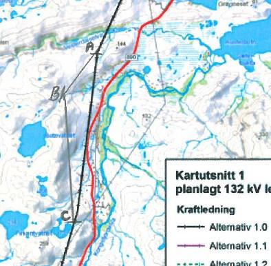 Side 63 Nilsen ber om at ledningen legges oppe på barfjellet, for å unngå å ødelegge rekreasjonsområder i nærheten.