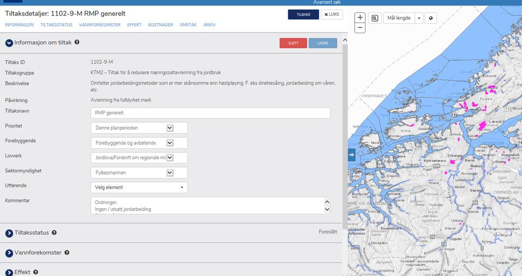 Oppdatering av tiltak Alle vannforekomster som inngår i tiltaket