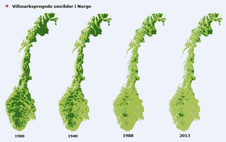 NATUR UNDER PRESS REDUKSJON I INON-OMRÅDER Loss of wilderness / natural areas in Norway