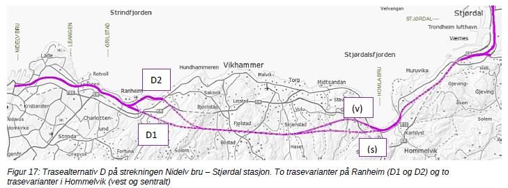På grunn av begrensinger i dagens kurvatur på strekningen vil dimensjonerende hastighet variere mellom 80 km/t og 100 km/t. Alternativet i tunnel under Fykhaugen og St.