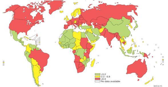 World wide: 6.vanligste kreftsykdom Mest røykerelaterte kreftsykdom etter lungkreft. Hodehalskreft, nyoppståtte tilfeller og dødsfall, 2015.