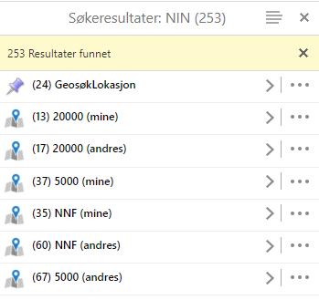 Det kan bli mange treff, og derfor kan det lønne seg å endre visningen fra listen i informasjonspanelet til en tabell. Åpne panelvelgeren og velg «Bytt til tabell».