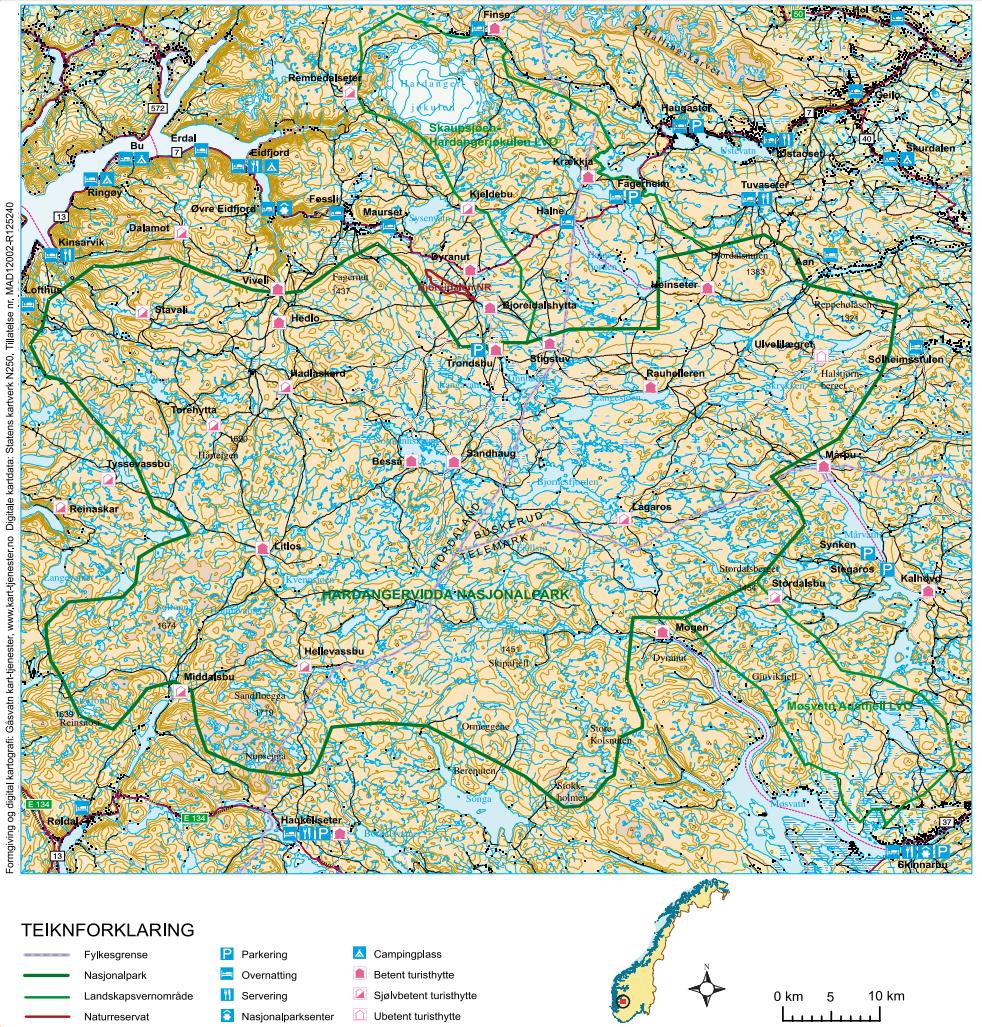 NINA Rapport 1530 Figur 1 Hardangervidda nasjonalpark, kart hentet fra www.miljodirektoratet.