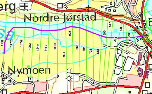 Tiltak Lengde Kostnadsoverslag Flomvoll som kun sikrer Jorekstad idrettsanlegg (12b) Flomvoll i