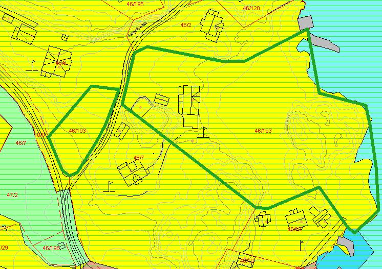 2.0 Opprettholdelse av boligområde gjeldende for grunneiers eiendom Gnr 46 bnr.193: KARTVEDLEGG NR.