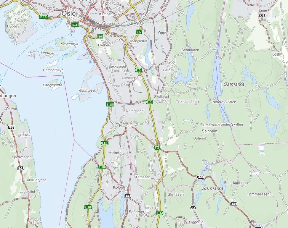 Figur 1. Kart som viser lokalisering av undersøkelsesområdet på Klemetsrud i Oslo (kilde: www.finn.