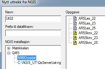 Følger prinsippet: Knappen er aktiv bare når operasjonen kan utføres på alle valgte uttrekk. Velg Nytt uttrekk 1. Det er mulig å gi på uttrekket navn.