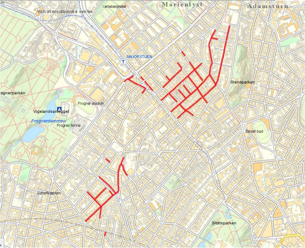 Problemstilling Majorstua Oslo: I overkant av 5 km vann og avløpsledninger med et behov for tiltak. Alder på ledningsnettet: 30 100 år.