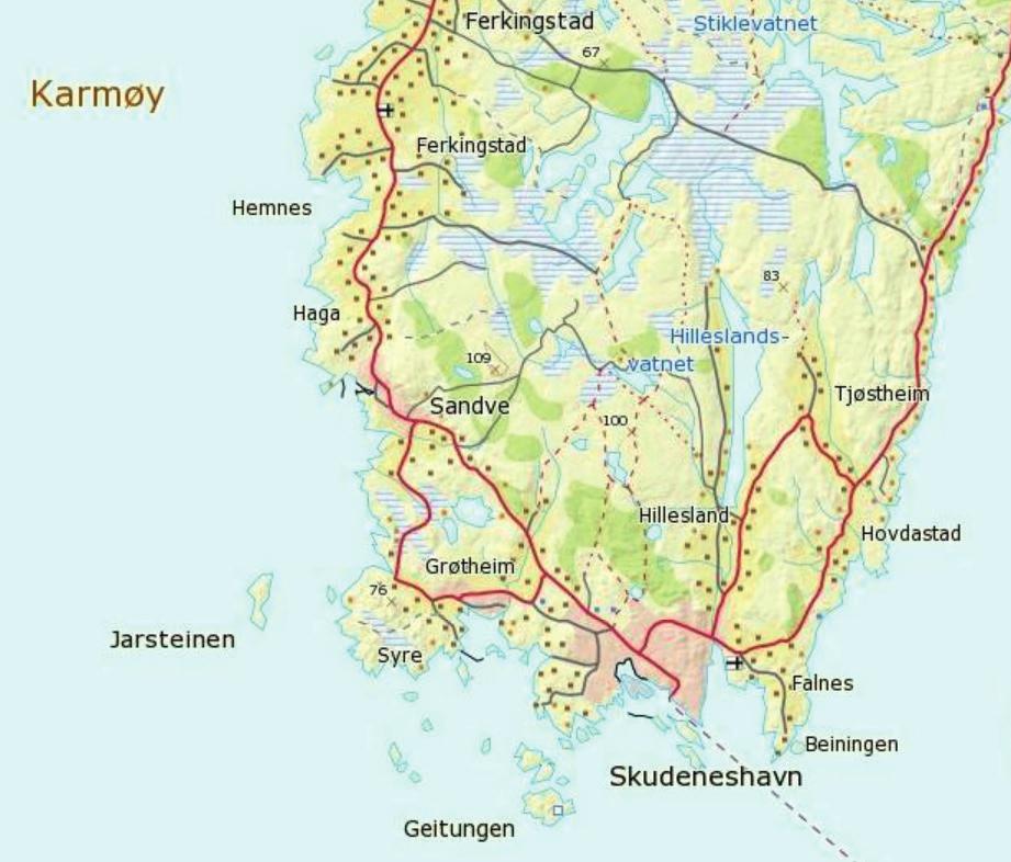 Kart KARMØY Geitungen fyrstasjon