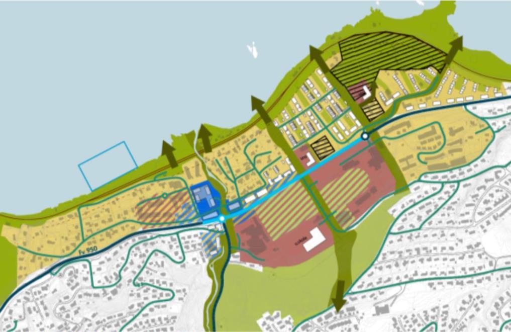5 Jernbane Fv 950 Figur 1-2: Valgt konsept. Videreutvikling av dagens sentrum,.