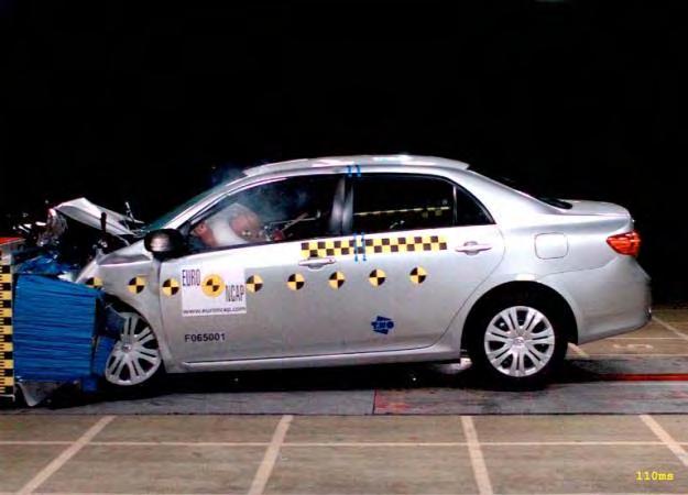 Bildet viser kollisjonstest EURO-NCAP Passiv sikkerhet i bil er den beskyttelse bilen gir fører, passasjer og omgivelser (myke trafikanter) når ulykken inntreffer.