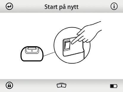 Koble strømadapteren til kontakten for normal drift, eller bekreft ved hjelp av funksjonsknappen for å drive pumpen med batteriet. Viser at hovedstrømmen er koblet til og at batteriet lades.