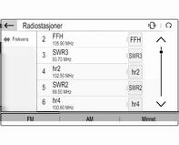 Listen med FM-stasjoner oppdateres automatisk. Velg OPSJONER, velg Radiostasjoner og velg deretter ønsket bølgebånd. Velg Ü for å starte oppdatering av det valgte bølgebåndet.