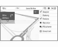 32 Navigering neste svingmanøveren bli vist i tillegg. Ankomsttid og gjenværende kjørelengde frem til destinasjonen vises øverst til høyre på kartvisningen.