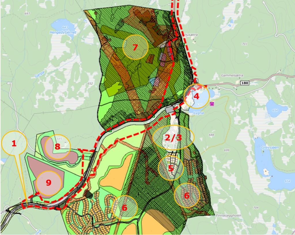 11 (21) 6.3 Eksisterende planer, tillatelser og overordna føringer 6.3.1 Kommuneplan / kommunedelplan Området er vist i arealdelen i gjeldende kommuneplan av 1.1.2011. Det vises til kapitel 3 foran.