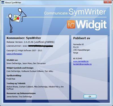 Om Symwriter Finn lisensnummeret ditt For å se informasjon om SymWriter versjon, lisensnummer og annen