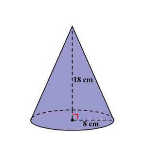 Eksempel 4 Figuren til høyre viser en kjegle. Arealet av grunnflaten er G r (8 cm) 01 cm olumet av kjeglen: Gh 3 3 01 cm 18 cm = 106 cm 3 Oppgave 8 Finn volumet av kjeglen nedenfor.