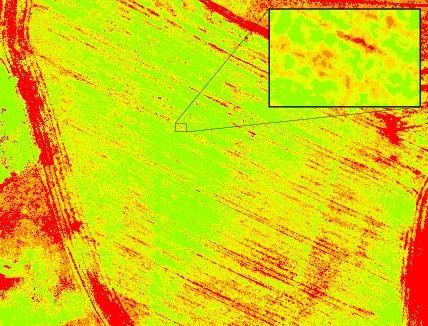 Plantehelsekart Bildene fra dronen settes sammen til et refleksjonskart og indekseres.