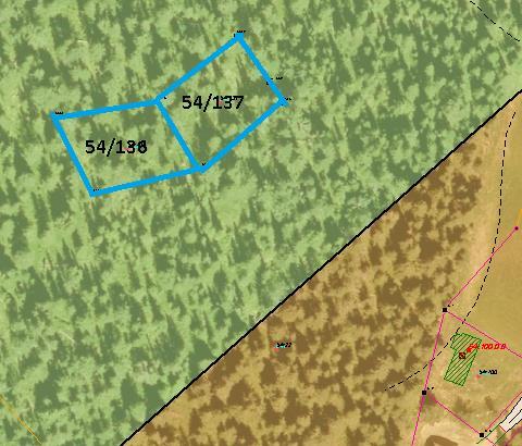 63. Gnr. 54/136 og 137 ved Volelie 54/136:781 m2, 54/137: 778 m2 Lasse Åmellem, Nesbyen 2 ubebygde, fradelte tomter i skogsterreng nord-vest for Volelie 920 moh. Jfr. innspill 75.