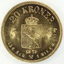 01 3 000,- 1201 20 kroner/5 Sp 1875 i gull.