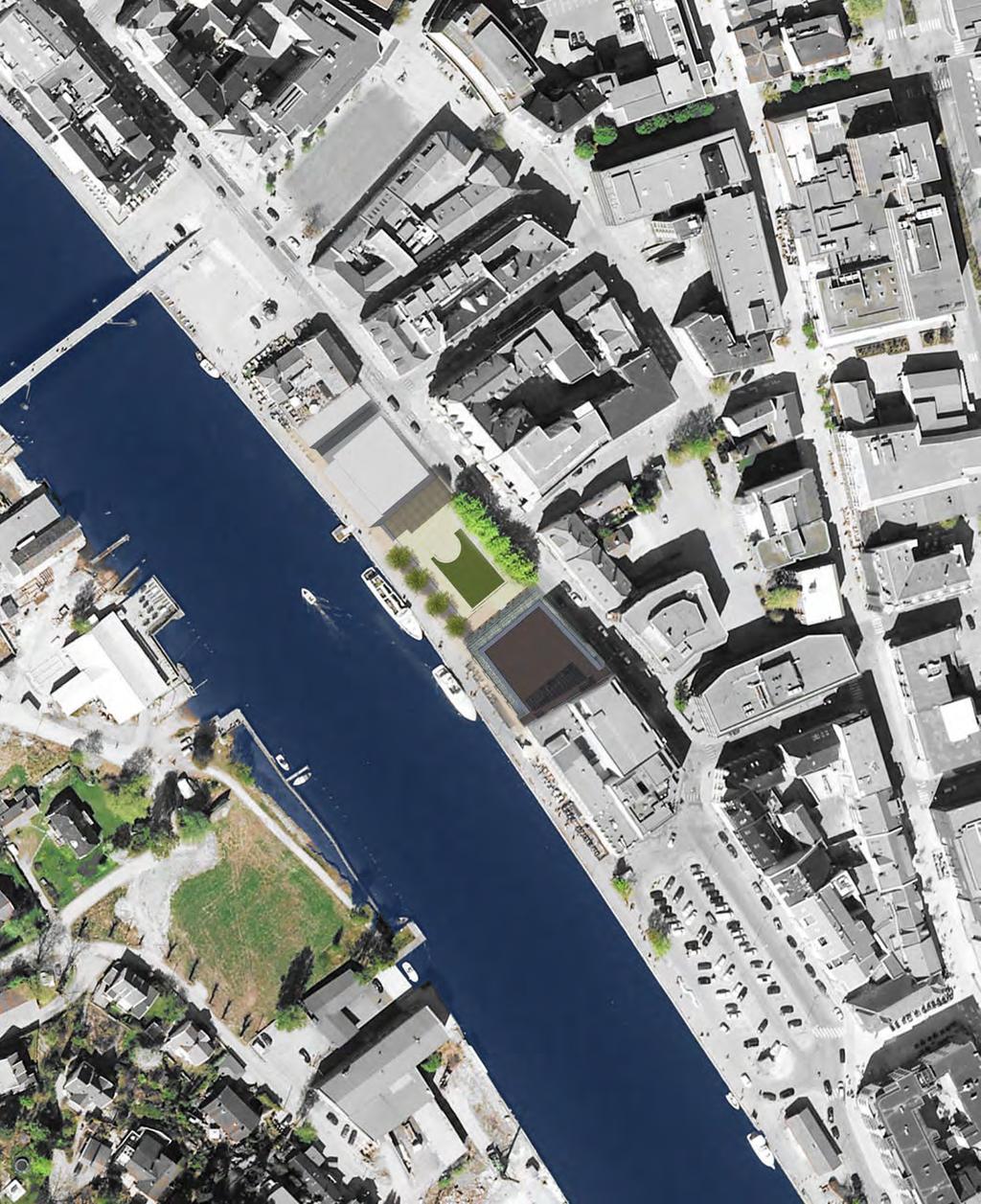 brygga. De gamle kastanjetrærne står som en skjerm mot trafikken i Storgata. S5 har et åpent uttrykk mot gater, elv og torg og ved at 1.