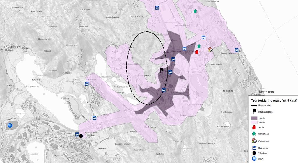 I tillegg er det sentralt beliggende i forhold til det som i KPA er lokalsenteret på Haukås.