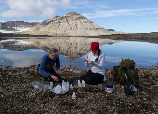 Studenter i arktisk biologi på feltarbeid.