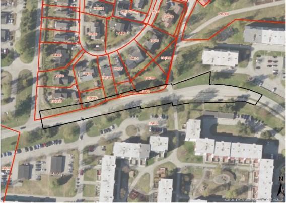 Rød strek viser planområdets beliggenhet. Reguleringsstatus Gjeldende reguleringsplaner i området er: R1126o Myrtunet 14, 16, 18, 18A, 20 og 22, vedtatt 19.7.1984. Området er regulert til bolig.