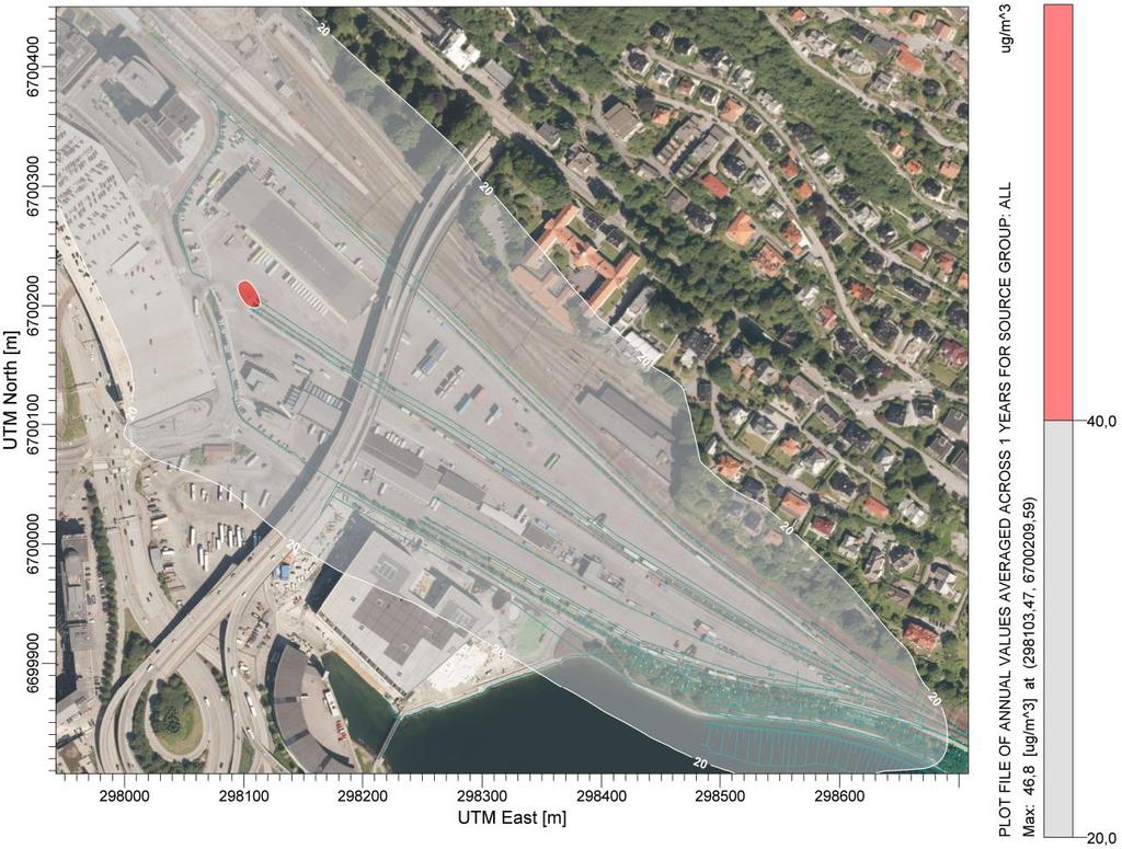 Rapport om luftforurensning Side: 11 av 18 5 RESULTATER Resultatene fra modelleringene er vist i luftforurensningskart for NO2 og for PM10.