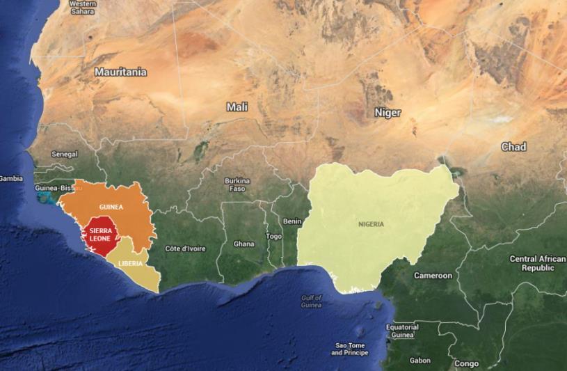 Ebola rammet først og fremst Vest-Afrika 3 land: Guinea,