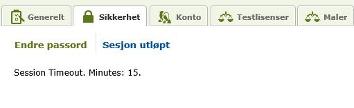 10.2.2. Sesjon utløpt Etter 15 minutter med inaktivitet vil