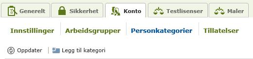 10.3.3. Legg til personkategorier Personkategorier er en måte å dele inn testpersoner i ulike kategorier.