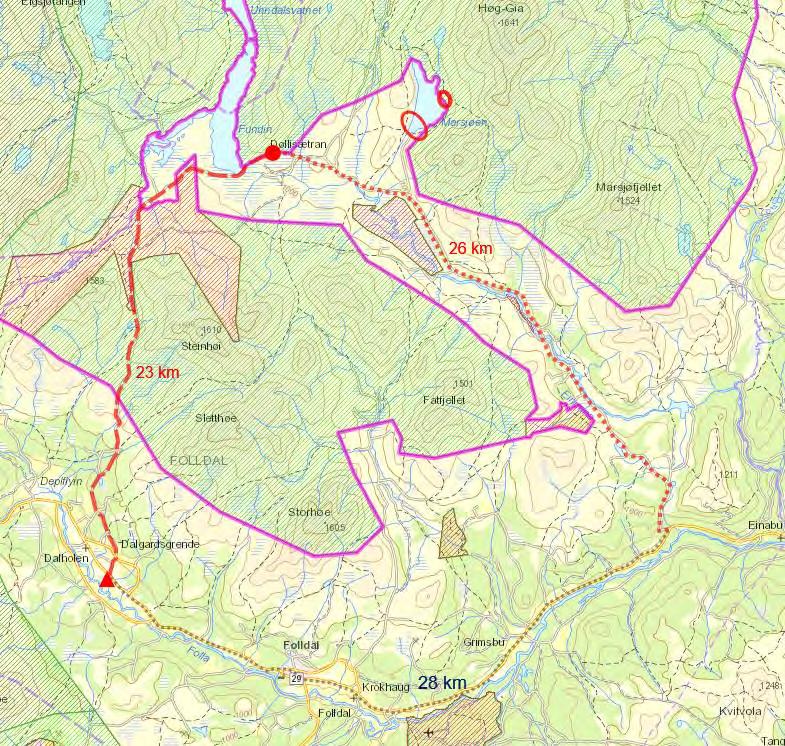 ksopplysninger Klager fikk i delegert sak 102/2016 (vedlegg 1) tillatelse til to turer fra Dalholen gjennom Knutshø LVO og Flåman NR til sin seter i Døllia for vintersesongene 2016-19.