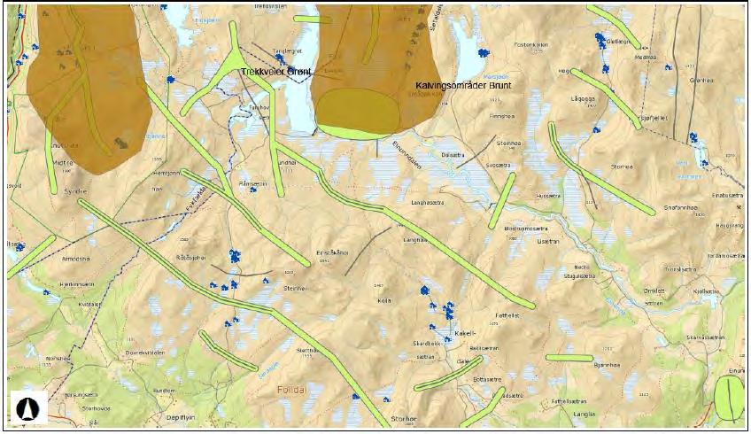 Vannet fra turbinen renner åpent hele vinteren nedenfor dammen, og dette vil vanskeligjøre trekket. Døllisetra er eneste bebyggelse i trekk-korridoren.