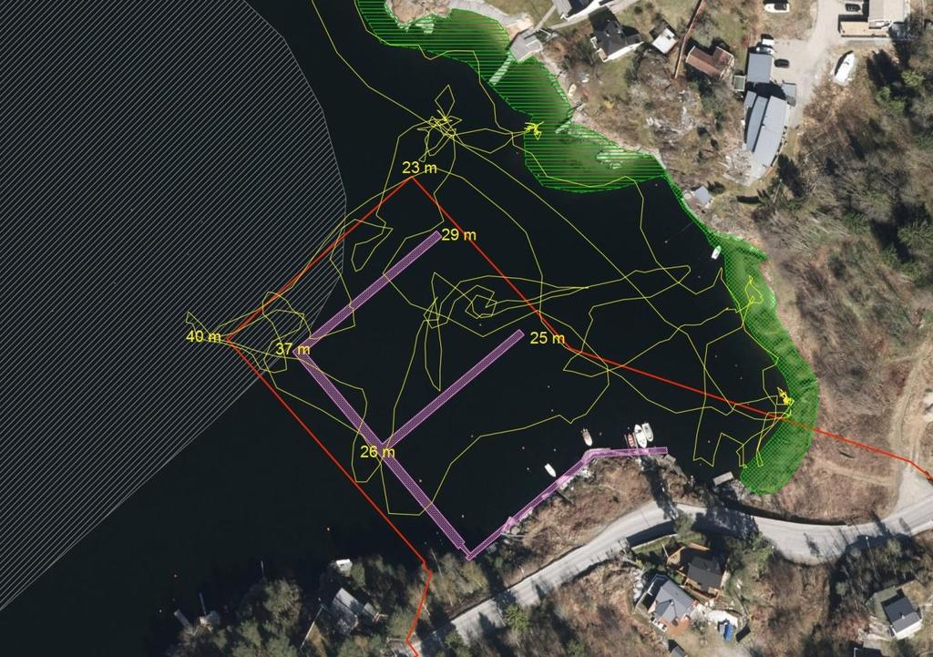 unntak for et parti med bratte bergvegger i nordøst. Rødlistearten vanlig sandskjell Mya arenaria (VU) ble påvist, ellers ingen spesielle arter.