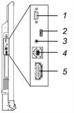 Kapittel 3 Koble til strøm og enheter SMART Board 6055 og 6065 sitt tilkoblingspanel 15 SMART Board 6065-V2 og 6075 sitt tilkoblingspanel 16 Koble til strøm 17 Koble til romdatamaskinen 17 Koble til