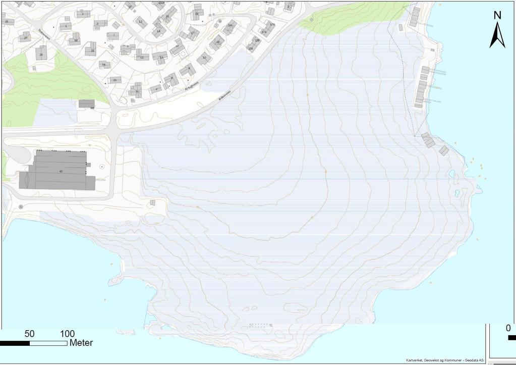 NOTAT Side 4 av 13 Figur 4: Topografisk kart over myra. CO2 UTSLIPP FRA UTGRAVDE MASSER 3.1 Masseberegning Masseutskifting i forbindelse med utbygging av vei, vann og avløp utgjør ca.