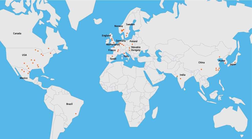 Global tilstedeværelse Ansatte per område % av totalen 20 % 18 % 62 % Lavkost Mediumkost Høykost Russia