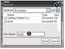 4. For å velge en åpen mappe, trykker du på x. 5. Skriv inn et navn på det nye dokumentet. 6. Klikk på Lagre for å lagre dokumentet i den valgte mappen.