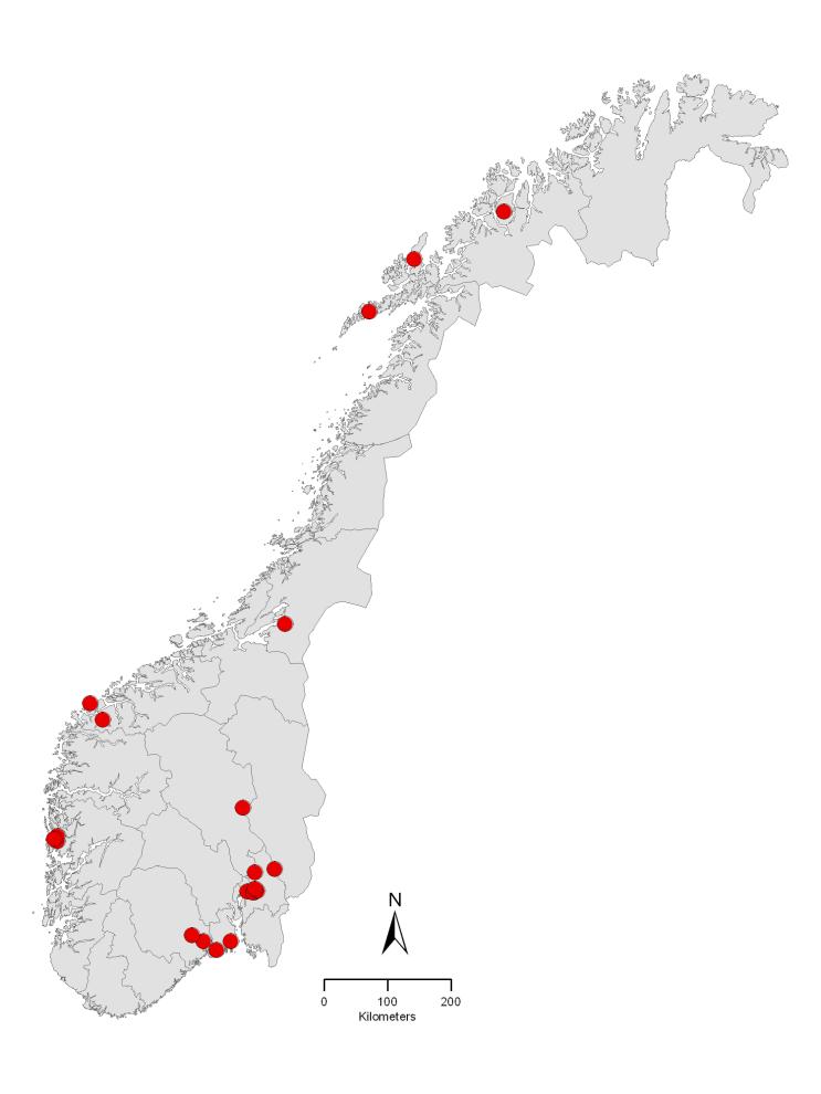 Geografisk fordeling av pasientene Hvor Nasjonalt utbrudd Yersiniose