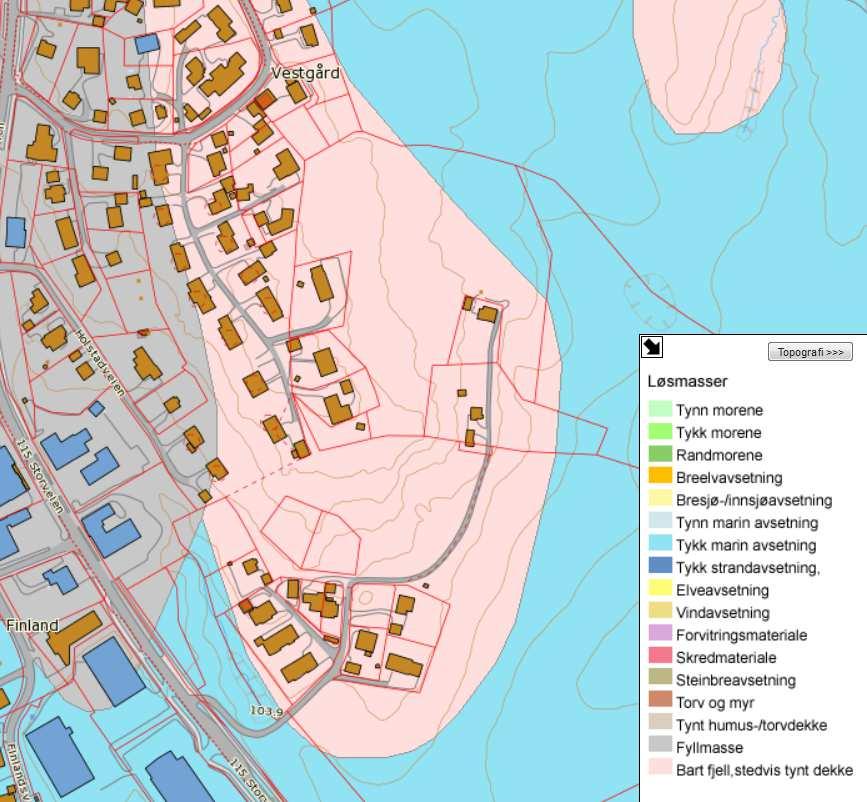 OVERVANNSHÅNDTERING HOLSTADÅSEN ØST 5 Figur 5: Løsmasser (Kilde: NGU)