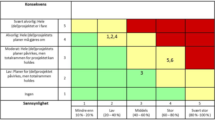 Risikomatrise: KONKLUSJONER/ANBEFALINGER Styringsgruppen