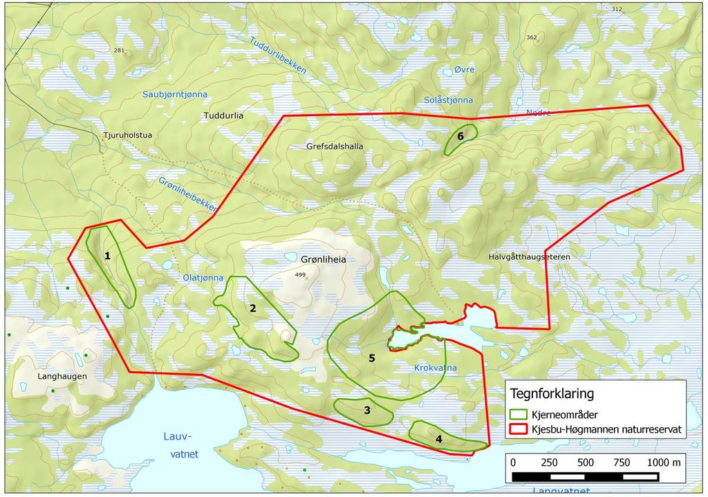 Kjerneområder Kjerneområder er biologisk viktige områder innenfor verneområdet.