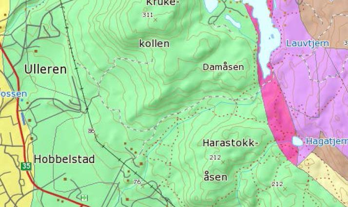 9 2.1 Berggrunn og løsmasser Berggrunnen i området er ifølge NGUs berggrunnskart fyllitt og glimmerskifter (figur 3).