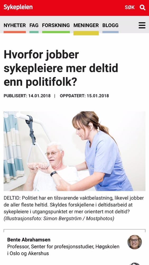 Hvorfor jobber sykepleiere mer deltid enn politifolk?