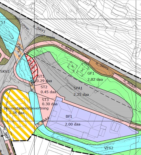 Flomsikringstiltaket i planen innebærer å gjenåpne Åretta («VFS» 1-2 i plankartet, jf. figur 2 nedenfor), med biladkomst via ny kulvert noe lenger nord (felt «SAA3»).